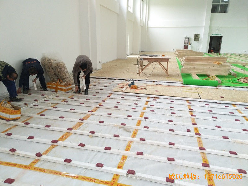 南京浦口黨?；@球館體育地板施工案例1